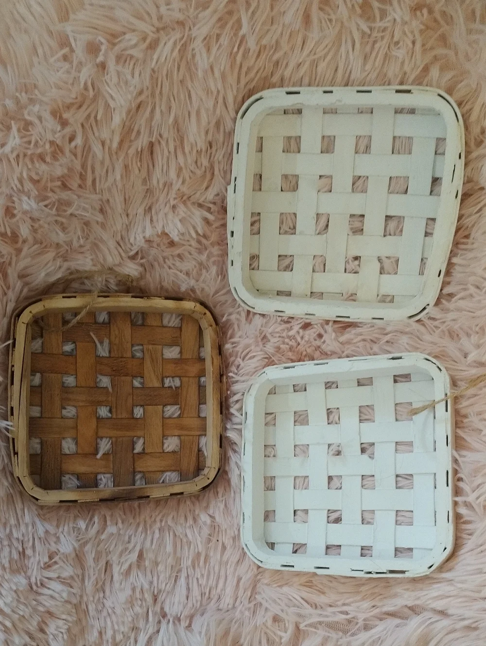 Woven Square Decorative Wall Baskets - White & Brown - Home Accents